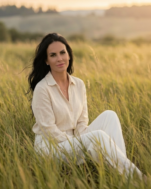 Londi, ERYTH founder, in a golden field at sunset